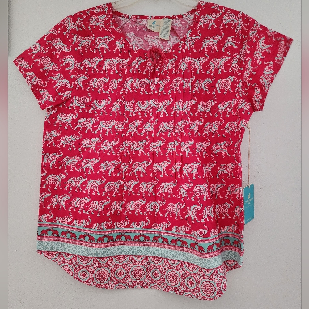 Lilly Pulitzer Pink and White Elephant Top